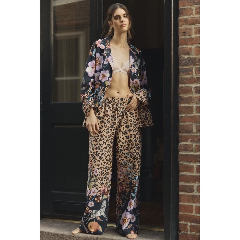 Anthropologie LyreBird Flannel Pajama PJ Set Pants Woman's Size L NWT MSRP $136